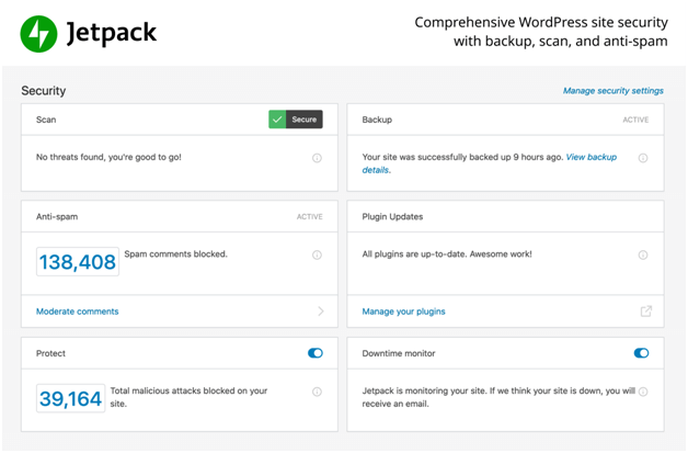 jetpack wordpress security plugin