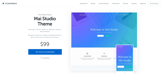 mai studio responsive WordPress portfolio theme